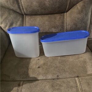 Tupperware Blue and White Food Storage Containers. New